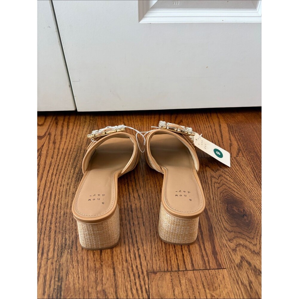 a new day Kathleen Tan Jeweled Block Heel Slide Sandals Size 9 New with Tags - Picture 4 of 7